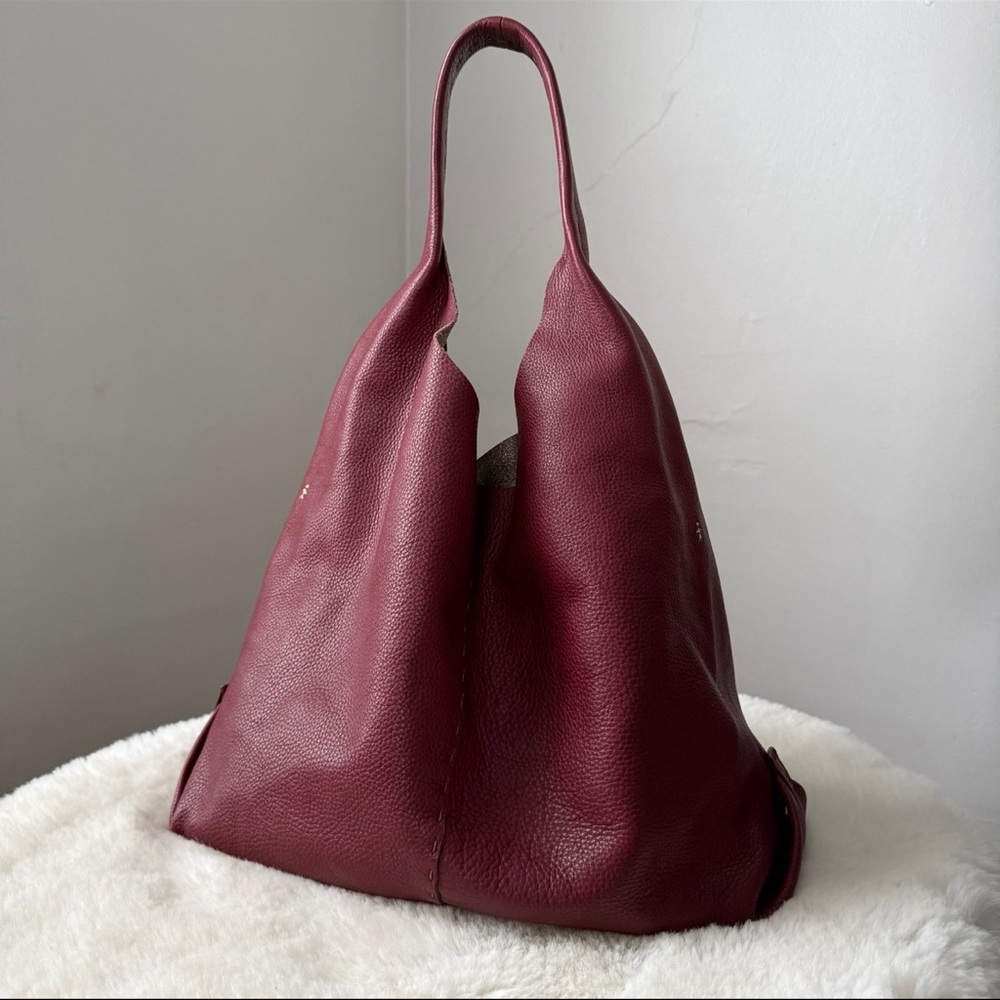 Henry Beguelin Canotta Happy Chianti Cervo Tassel Tie Large Hobo Bag Burgundy - Picture 6 of 14